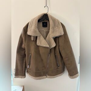 Zara Tan Utility Jacket with Cream Accents